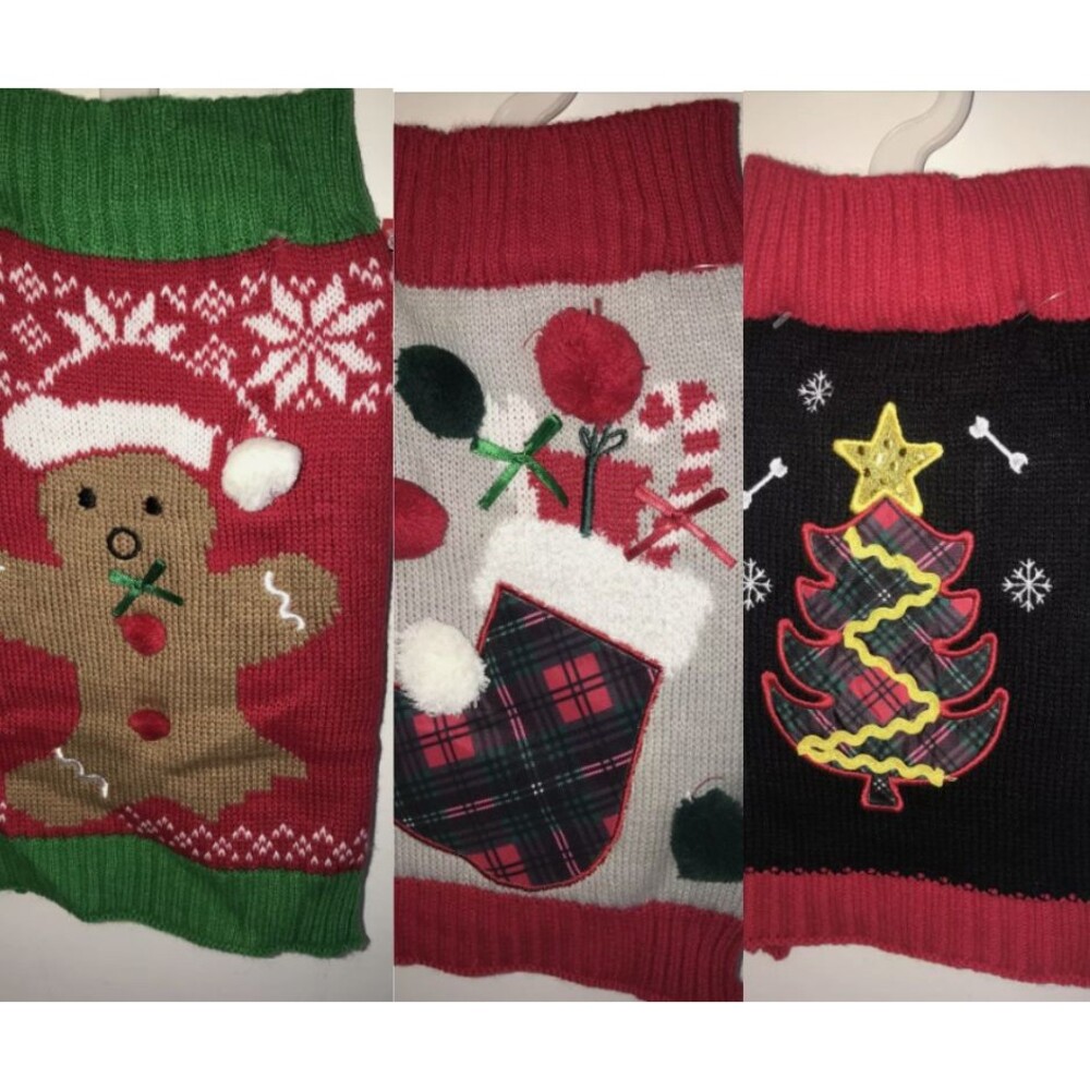 SimplyDog Holiday‎ Apparel Dog SMALL CHRISTMAS Sweater SET OF 3
